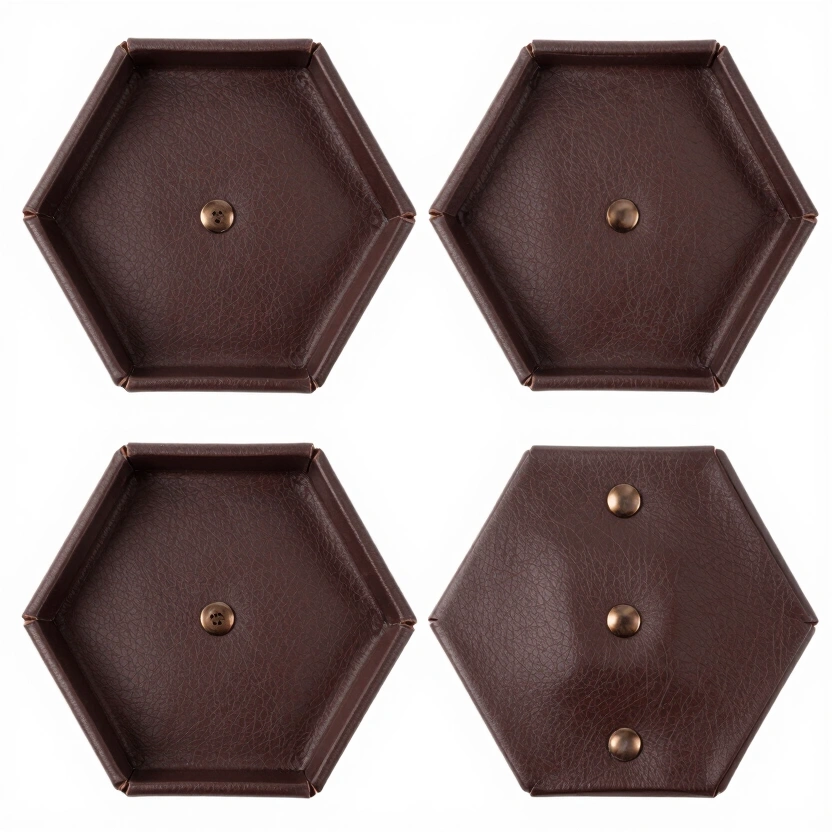 Folding Leather Dice Tray (Hexagonal)
